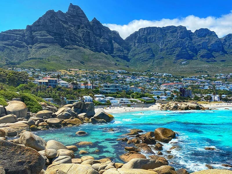 Picture of Capetown South Africa overlooking a town and the ocean