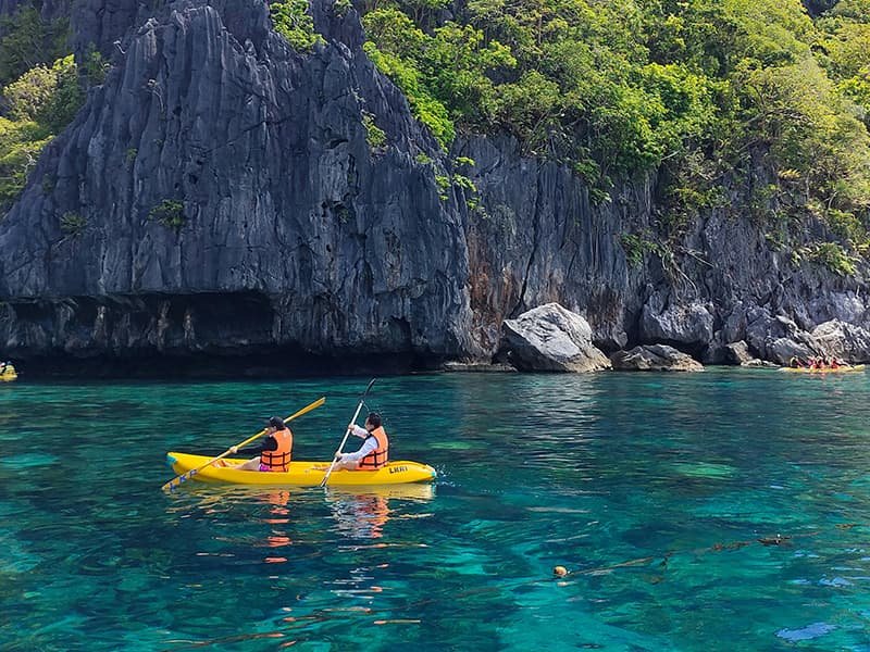 Two people kayaking
