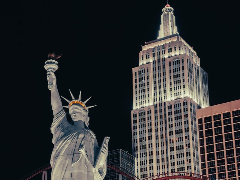 Mock New York setup in Las Vegas with stature of Liberty and Empire State building