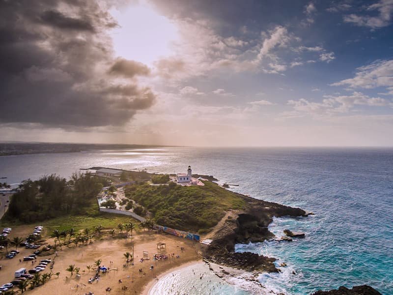 An aerial view of Puerto Rico off the coast