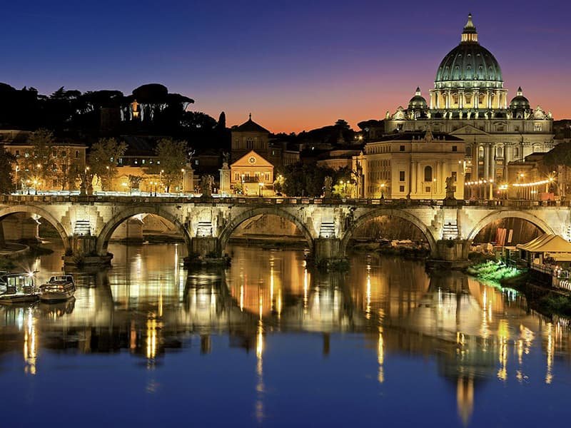 Buildings in Rome, Italy in front of the water