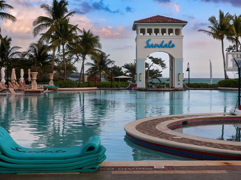 picture by the pool at the Sandals resort