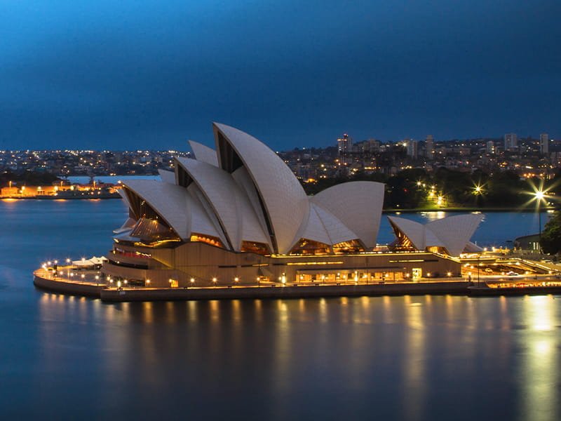 An ocean view of the Sydney, Australia Opera House