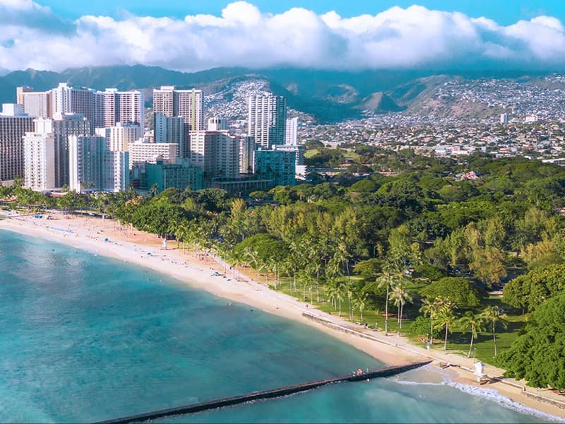 an aerial view of Honolulu, Hawaii