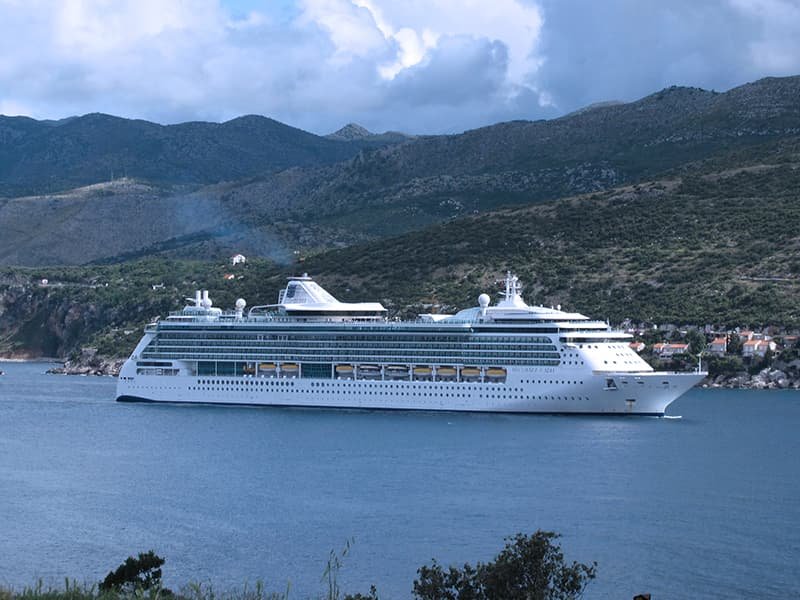 a cruise ship on a river